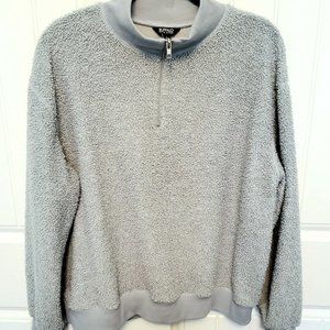 BUFFALO by David Bitton Womens Large Blue Fuzzy 1/4 Zip Pullover Sweatshirt EUC